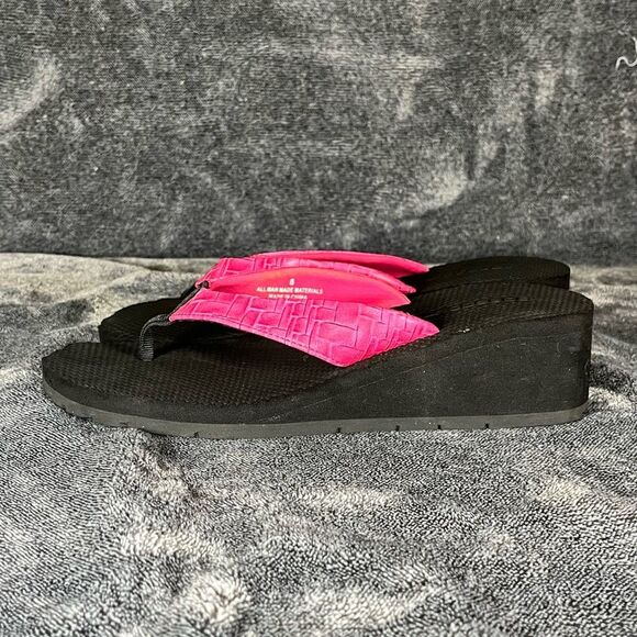 Speedo Flip Flop Wedge Thong Slip On Sandals Women’s Size 8 Black / Pink - Picture 3 of 5